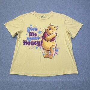 Disney Winnie The Pooh Shirt Womens 1X Yellow Give Me Some Honey Graphic Tee‎